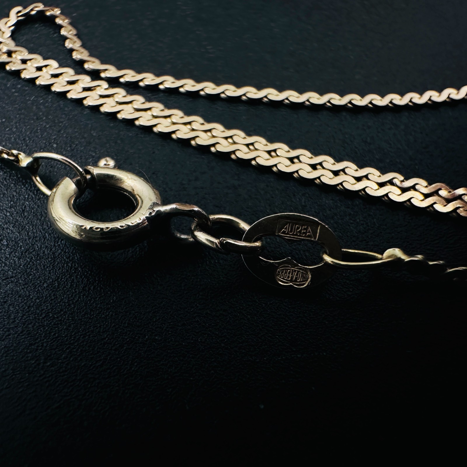 Solid 14K Yellow Gold Thin Serpentine Link Chain Necklace w/Filled Clasp 15 3/8″