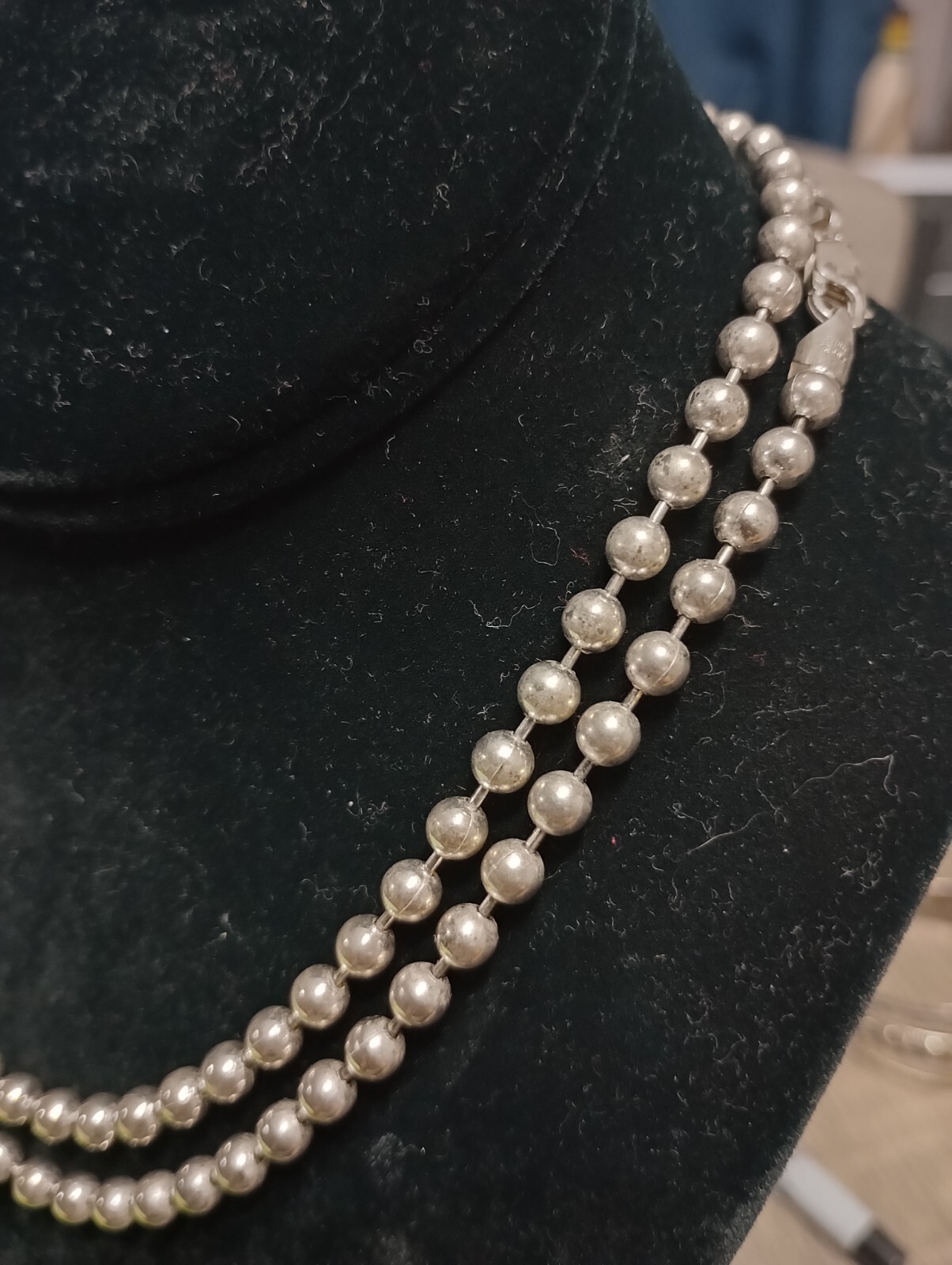 925 Sterling Silver 32-in 5 mm Wide Bead Necklace Free Shipping