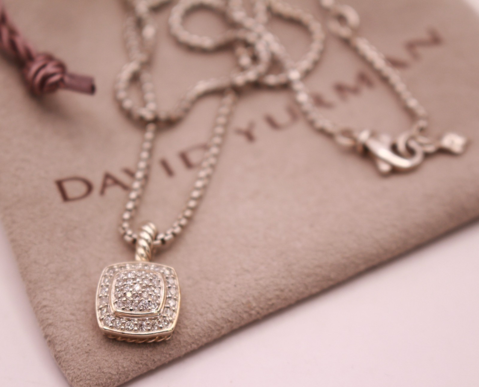 David Yurman Sterling Silver 925 Petite Albion Pave Diamond 16″-17″ Necklace