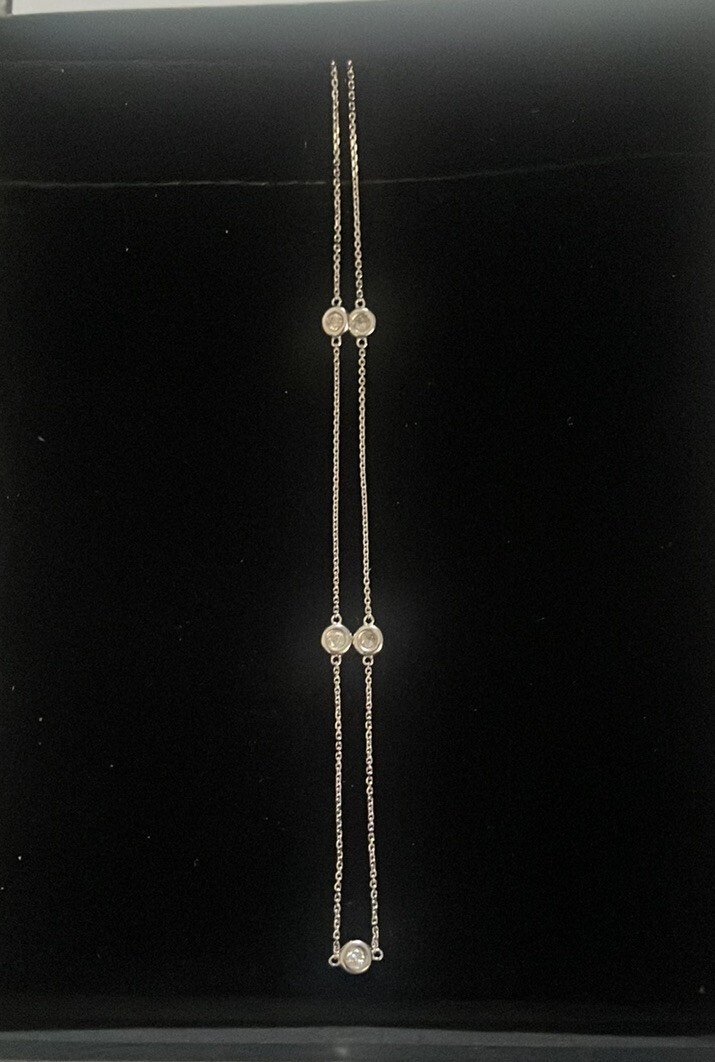 5 Stone 14k White Gold 0.50CT Natural Diamond By The Yard Station Her Pendant