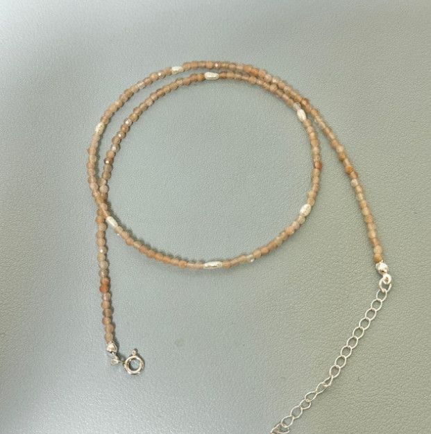 Sterling Silver 925 Brown Tiger Eye Bead Necklace Freshwater Pearl Choker