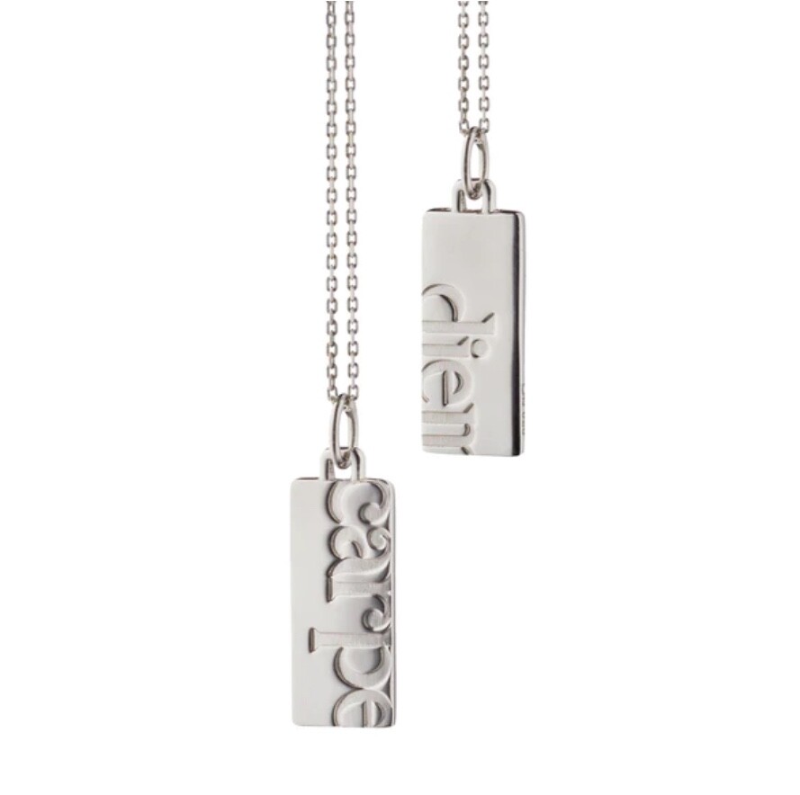 NEW MONICA RICH KOSANN STERLING SILVER Carpe Diem Tag Necklace