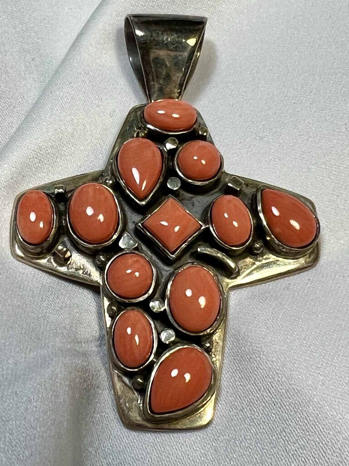 Vintage Pink Coral Cross by Jay King, Zuni Design DTR925