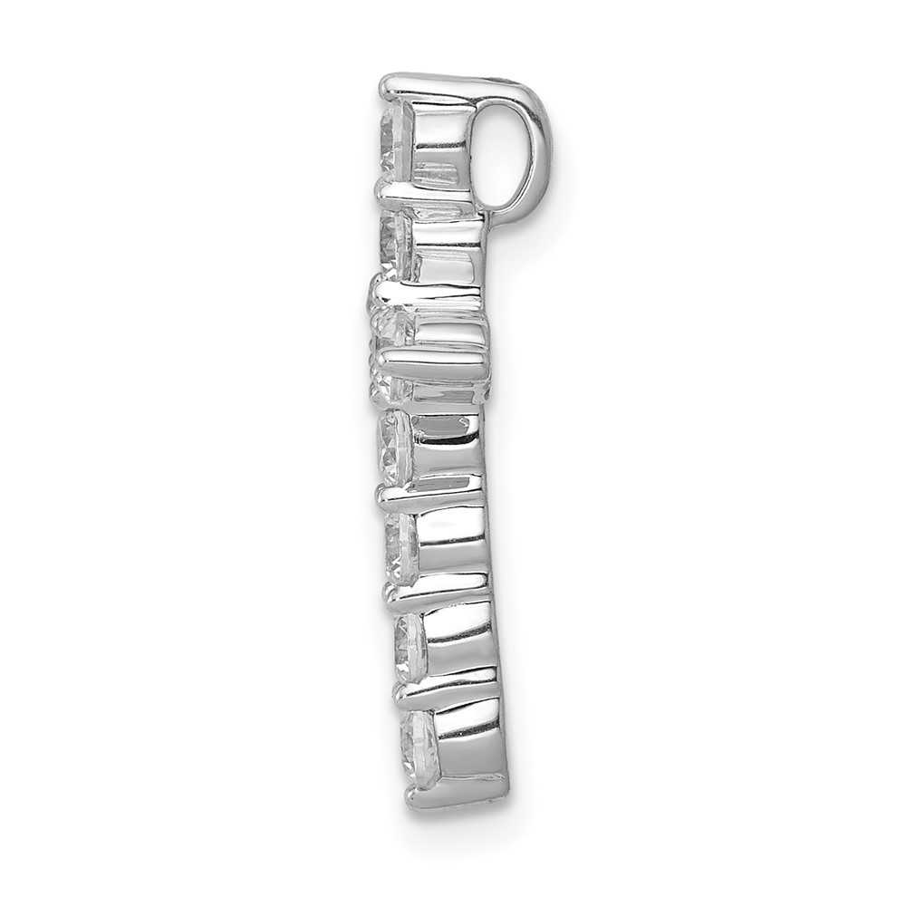 14k White Gold 3/4Ct Round Lab Grown Diamond VS/SI+ G+ Cross Chain Slide Pendant
