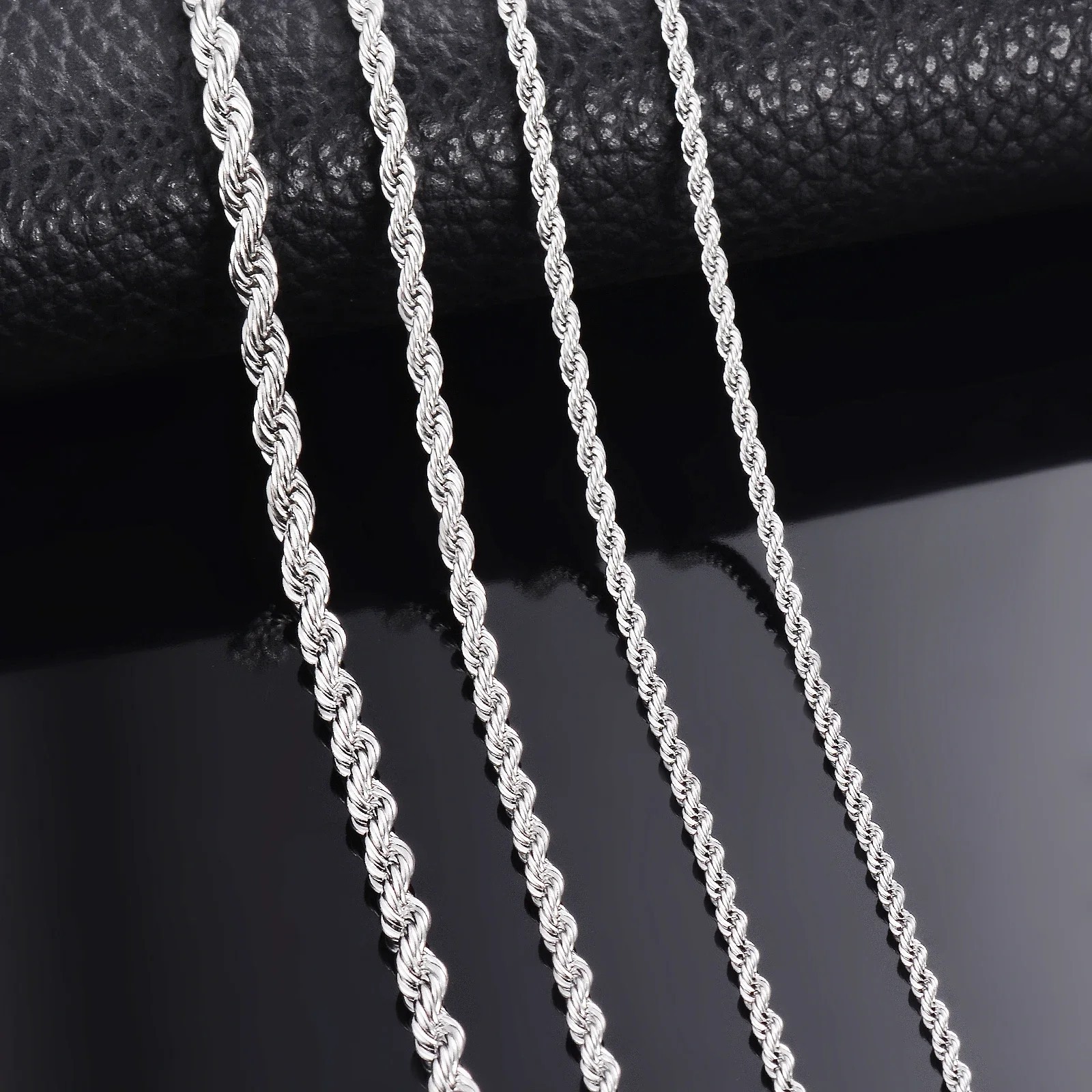 Italian Solid Sterling Silver Rope Link Chain Necklace 925 Silver Chain UNISEX