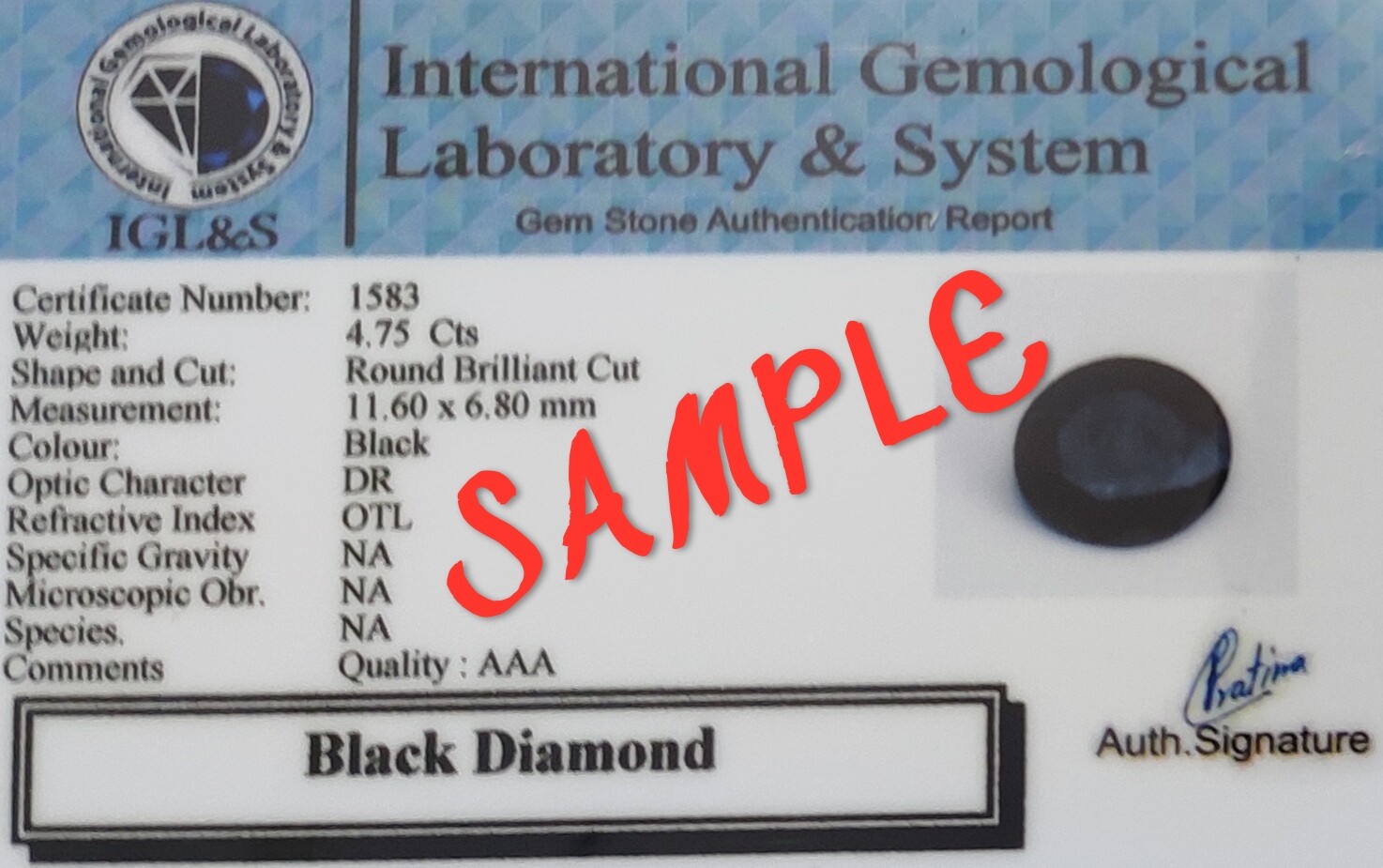 7 mm 24 Inches Black Diamond Necklace with Silver Clasp Earth Mined-Certified !