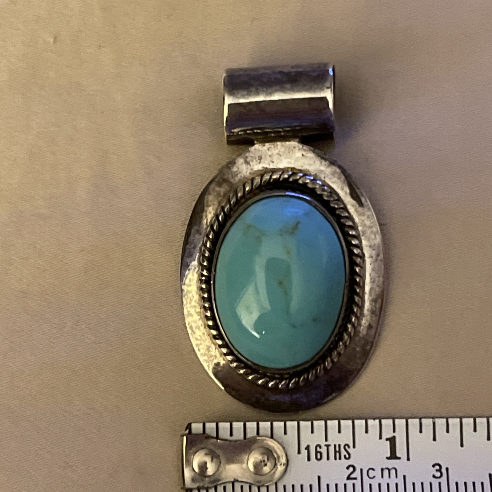 ATI Mexico Turquoise Oval Shaped Sterling .925 Slide Pendant