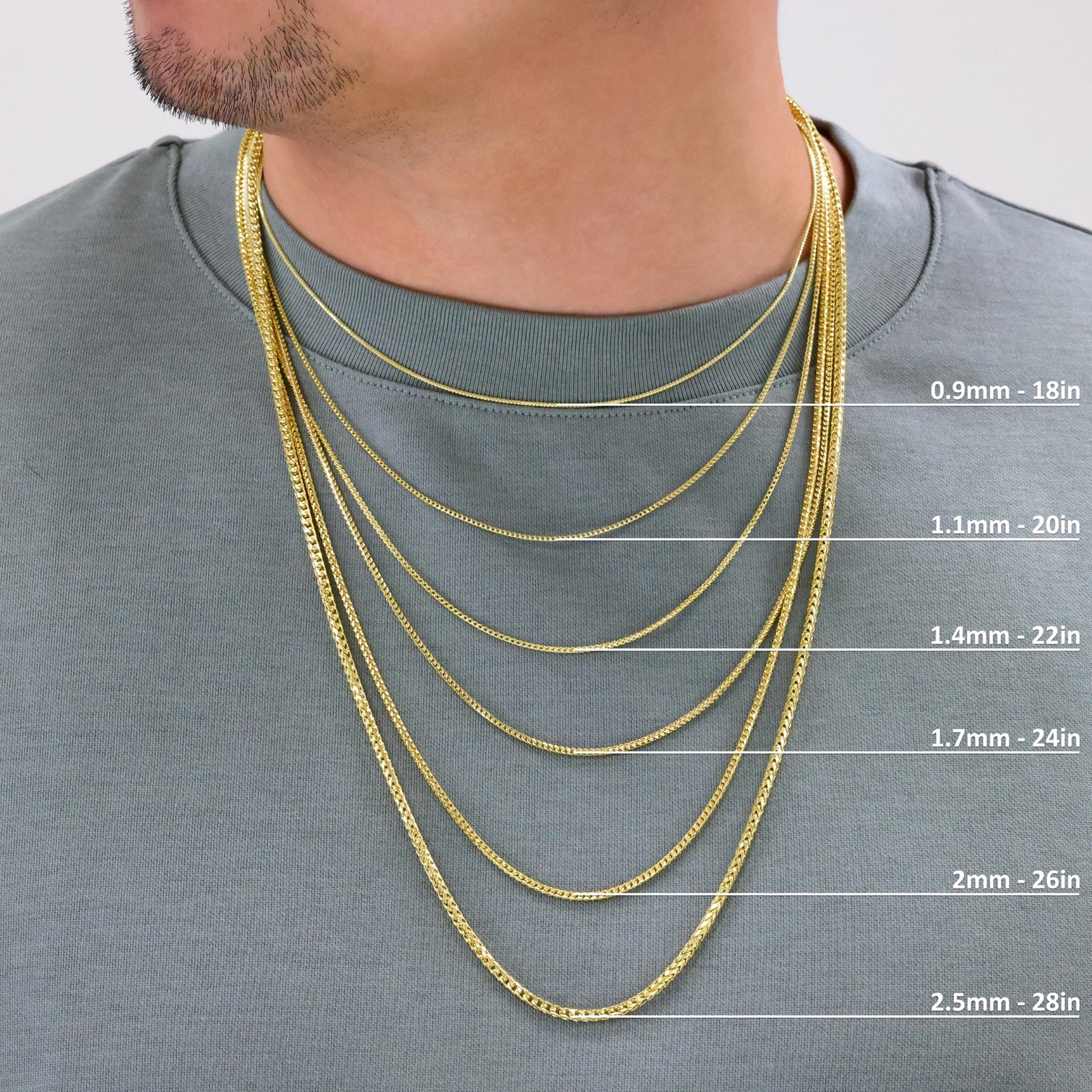 10K Yellow Gold Solid Franco 0.6mm-6mm Diamond Cut Spiga Chain Necklace 16″- 30″