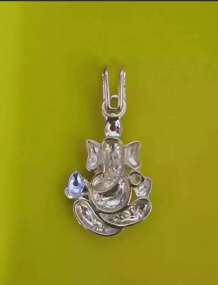 0.75Ct Round Cut Red Ruby & Diamond Ganesha Pendent 14K Yellow Gold Finish