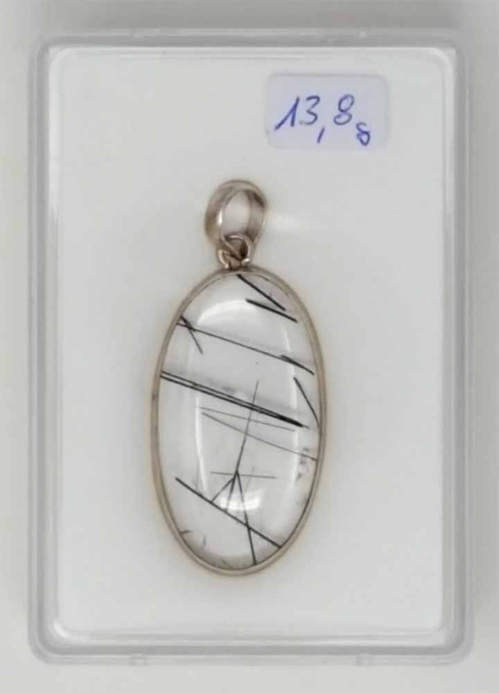 Silver Pendant Gemstone Tourmaline Quartz 13.8g AA Quality Eye Clean 925 Silver