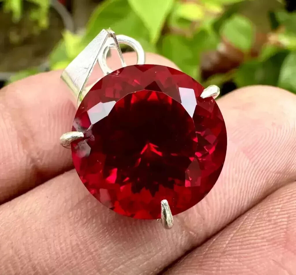 Natural 25.12 Ct Round Cut Red Ruby Pendant AGL Certified Loose Gemstone