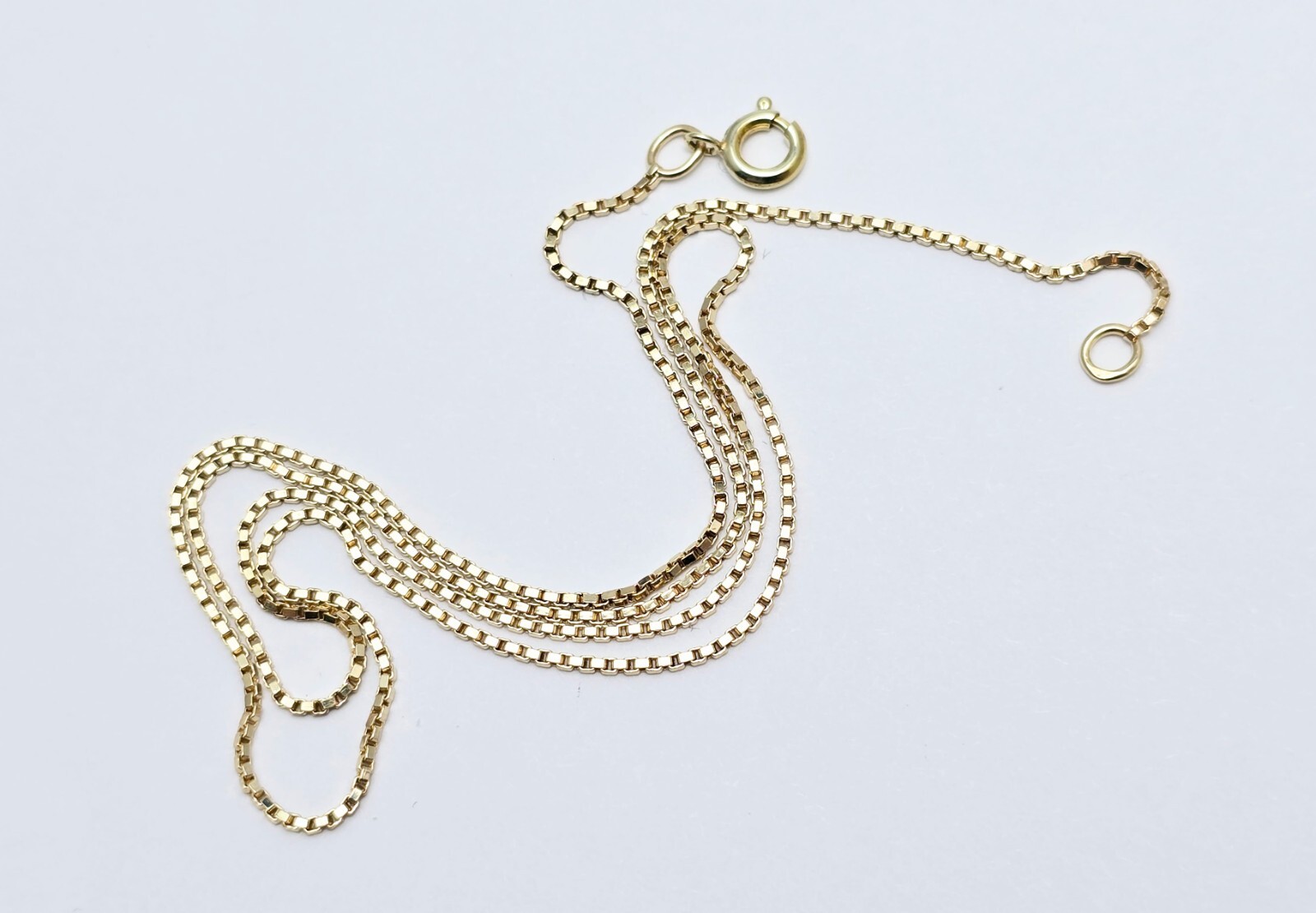 Unique 14K Solid Yellow Gold Designer Box Link Chain Choker Necklace – 16.25″ L