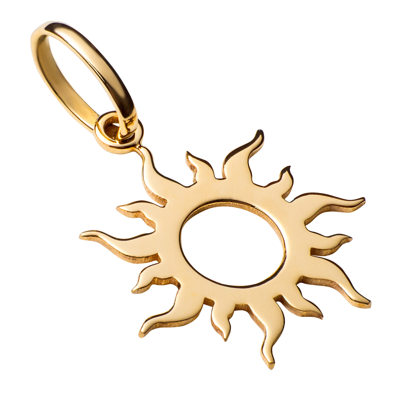 10k Pure Solid Yellow Gold Flaming Sun Laser Cut Delicate Nice Charm Pendant