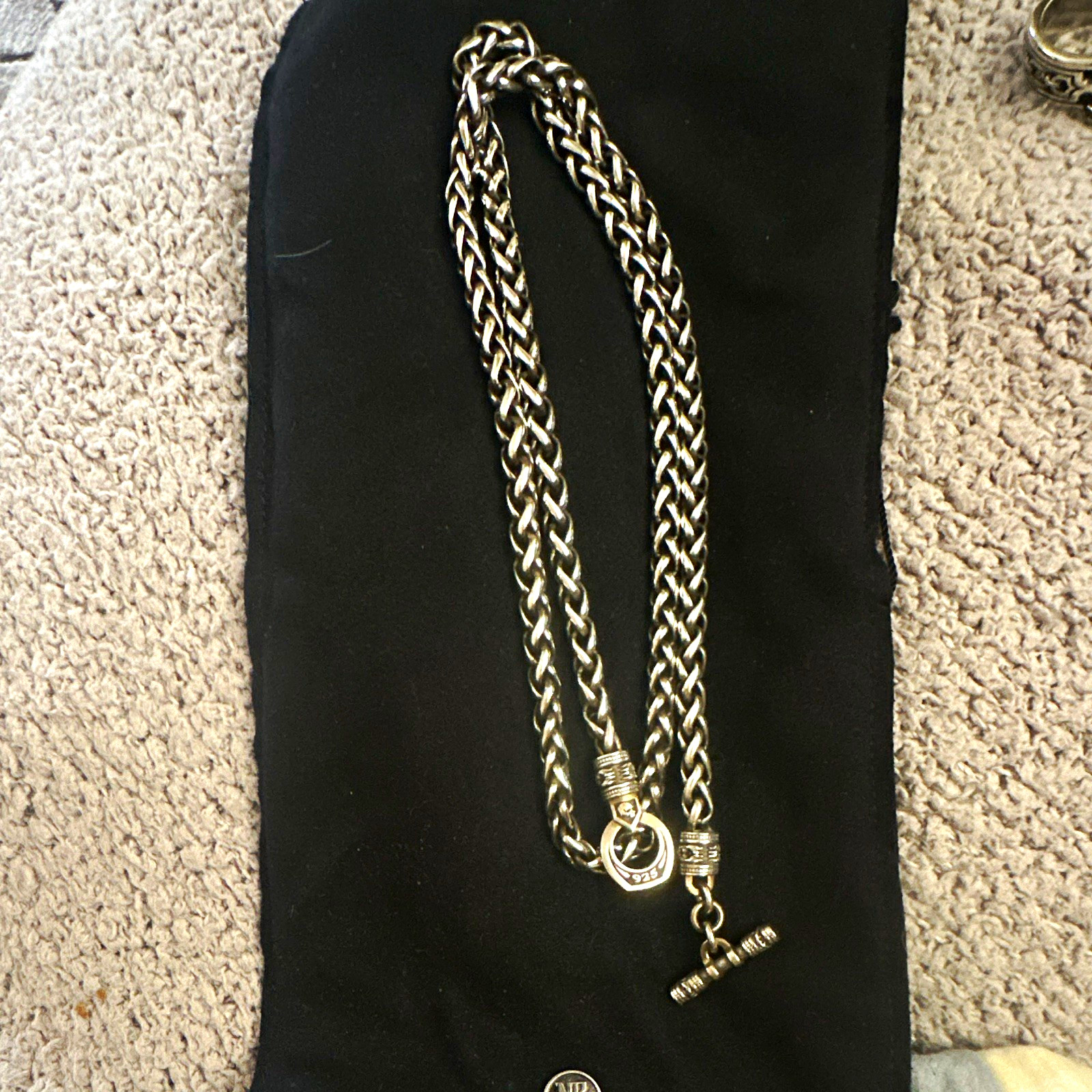NightRider /925 Sterling Silver Rope Chain Necklace – Toggle Closure, Silver