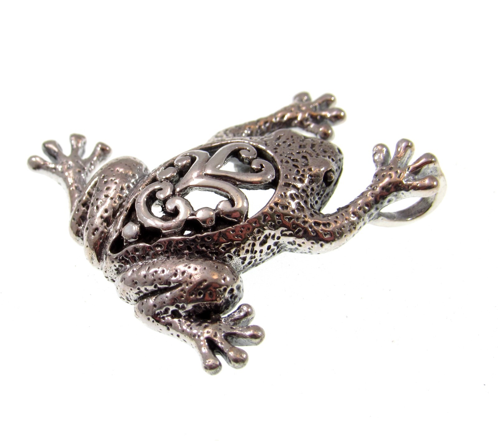 Handcrafted Solid 925 Sterling Silver Frog / Toad Slide Amphibian Pendant