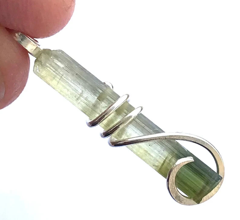 Bi Color Tourmaline pencil pendant,Raw Tourmaline pencil pendant, Tourmaline 6.8