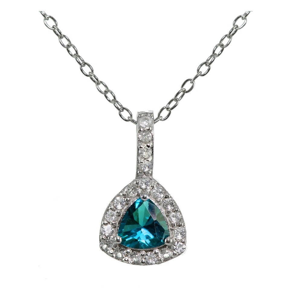 Sterling Silver London Blue Topaz & White Topaz Trillion-Cut Necklace