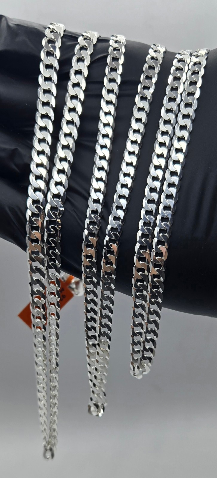 CUBAN CURB Chain Necklaces, 925 Sterling Silver, Italy Handmade, 6mm-7mm