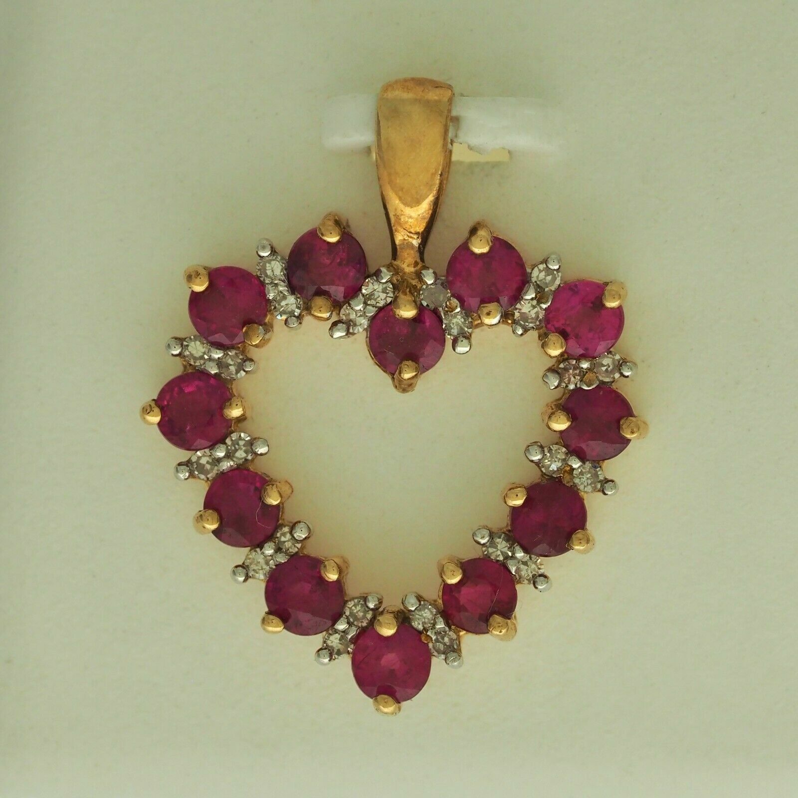 1Ct Round Lab Created Red Ruby Valentine Heart Pendant 14k Yellow Gold Plated