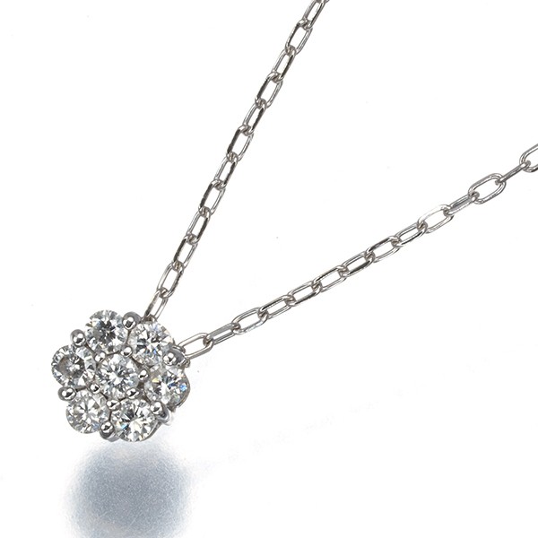 Diamond 0.20ct Flower Necklace 10K 416 White Gold