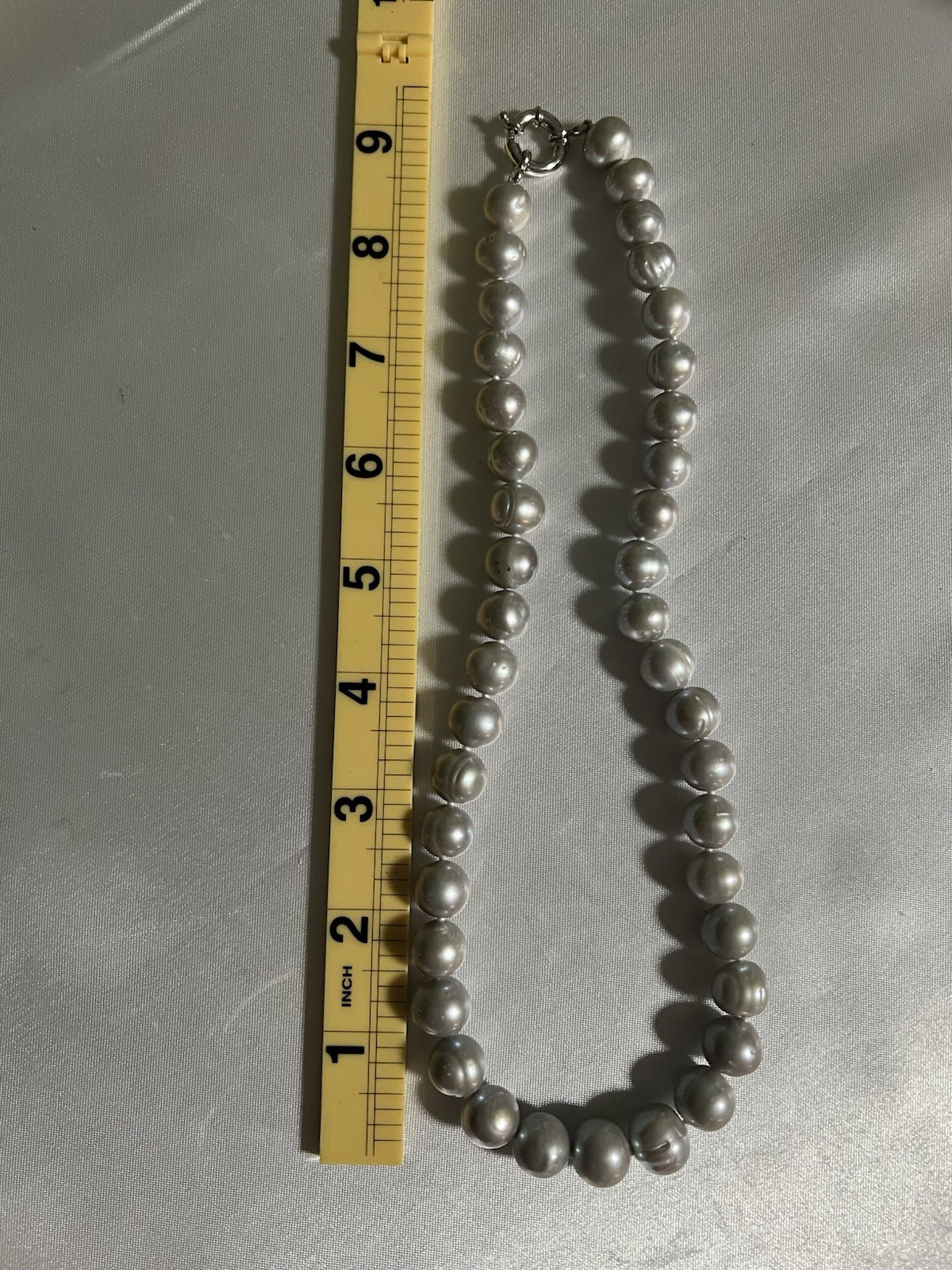 Heavy 100g Vintage OP Grey Pearl Strand Necklace Knotted Sterling Silver 925