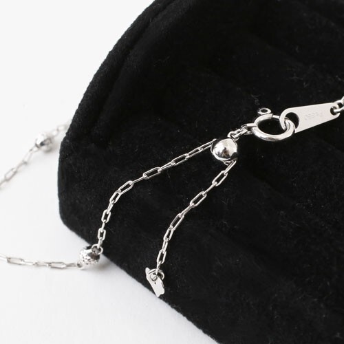 Pt850 Solid Platinum Oval Cable Chain Necklace Adjustable 17″ Faceted Beads Sta.