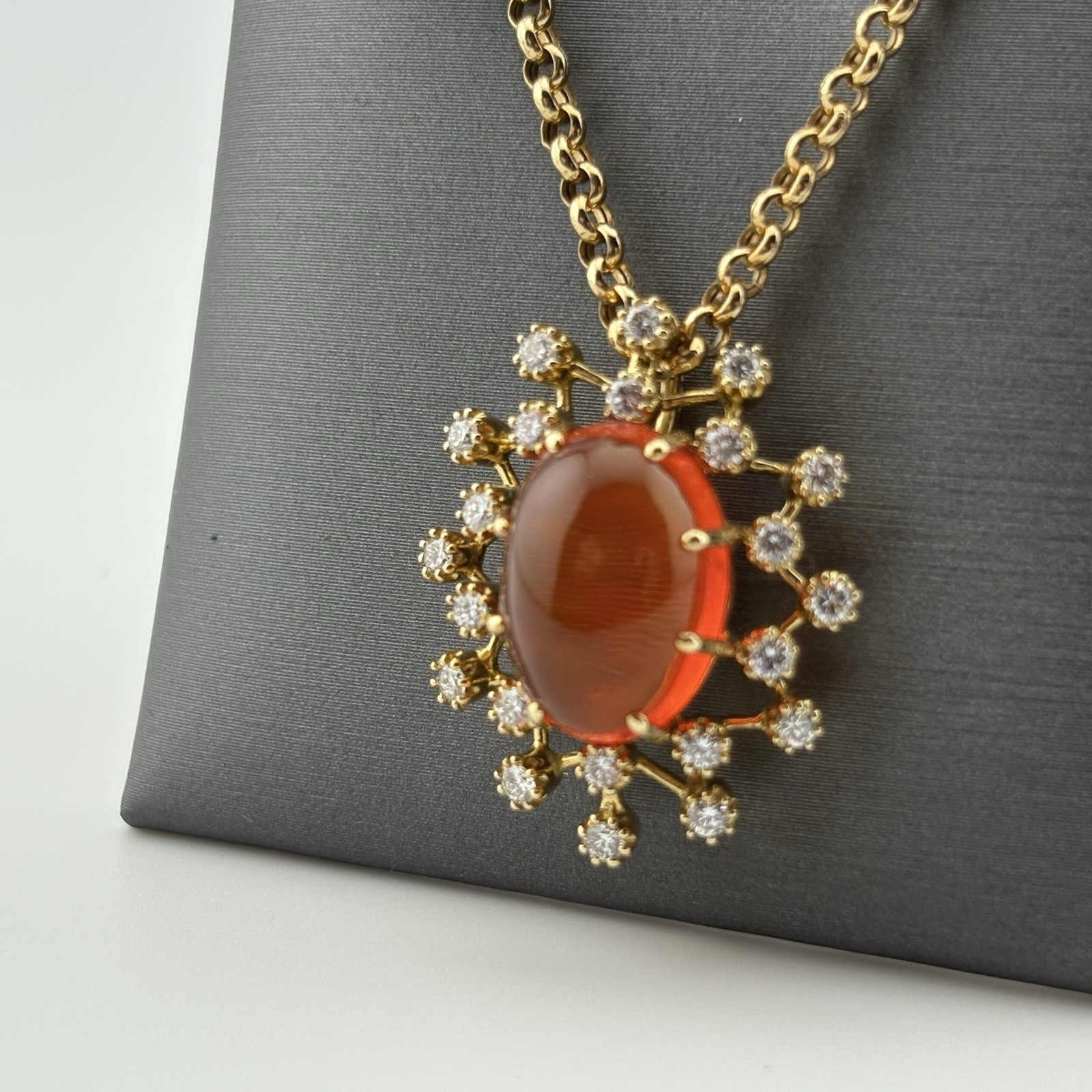 7.00CTW FIRE OPAL NECKLACE 18K YELLOW GOLD