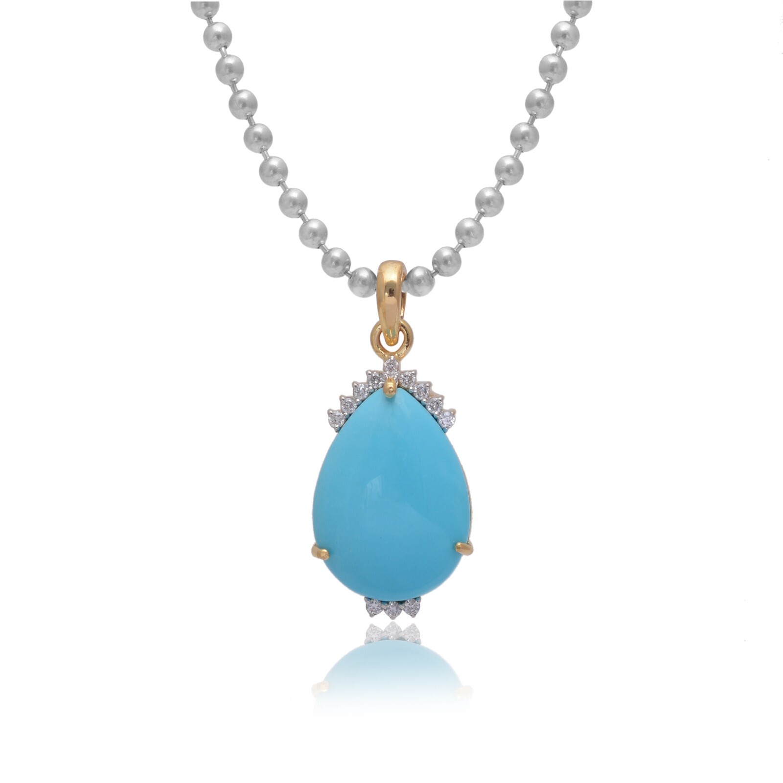 14K Gold Diamond Pendant,Turquoise Pendant,Turquoise Diamond Pendant,Diamond
