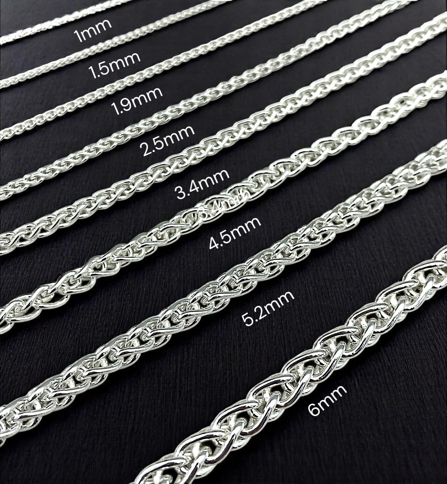 SPIGA WHEAT CHAIN NECKLACE 925 STERLING SILVER “ITALY” ALL SIZES