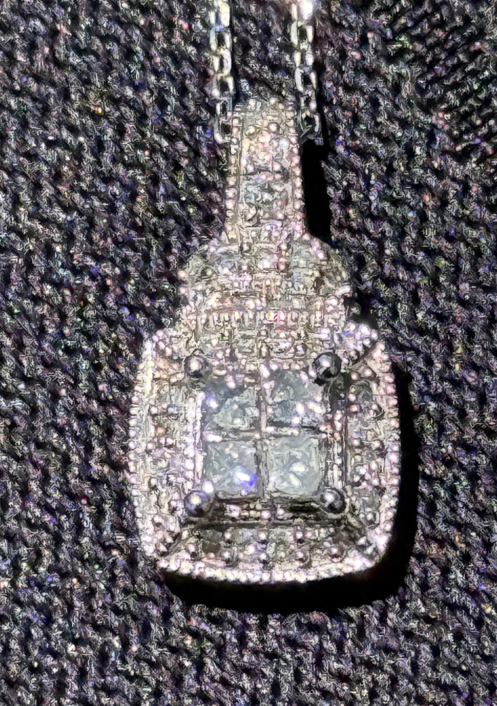 1/3 CTW Diamond Cluster Quad Halo 10K White Gold Pendant + 18″ Chain $678 Retail