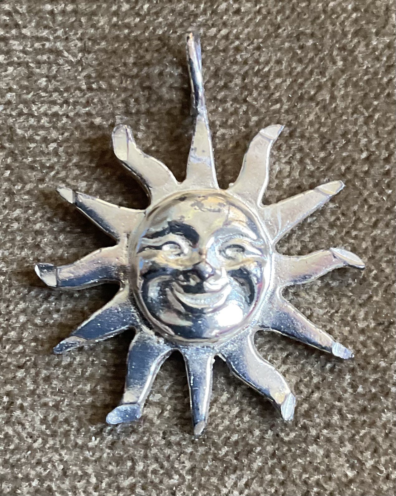 Vintage Sterling Silver Sun Pendant 3D Face Marked 925 NEW 3.4g