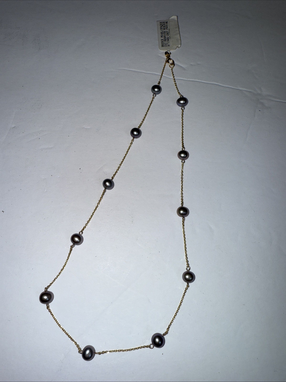 Bridge 14K Gold Opaque Cultured Freshwater Pearl 5.5mm Grey 16” NWT