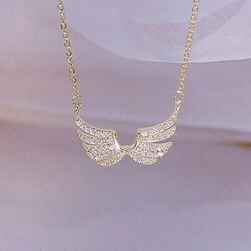 14K Yellow Gold Plated 0.20Ct Round Natural Moissanite Women Wings Pendant/Chain