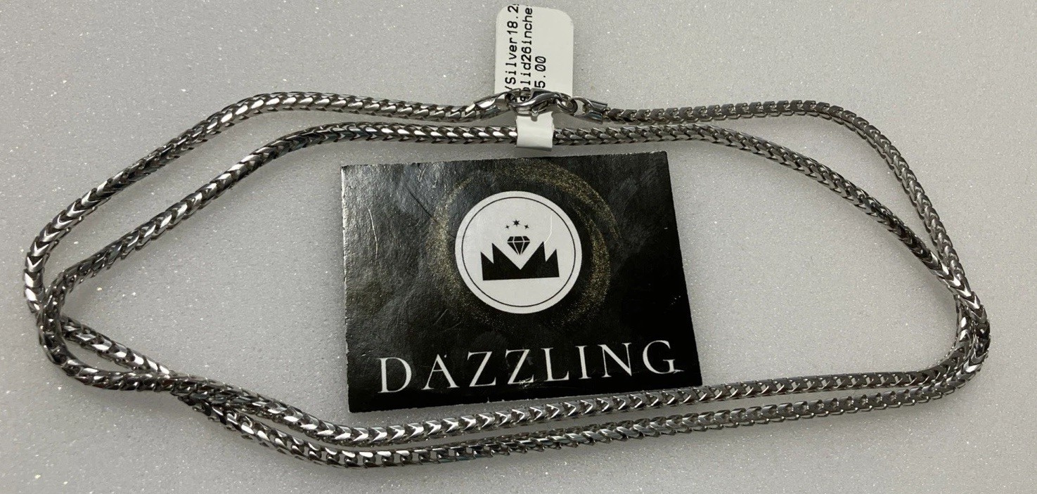 925 Sterling Silver Italy Solid Franco/Foxtail Chain 18grams 2.4mm 26” New w/Tag