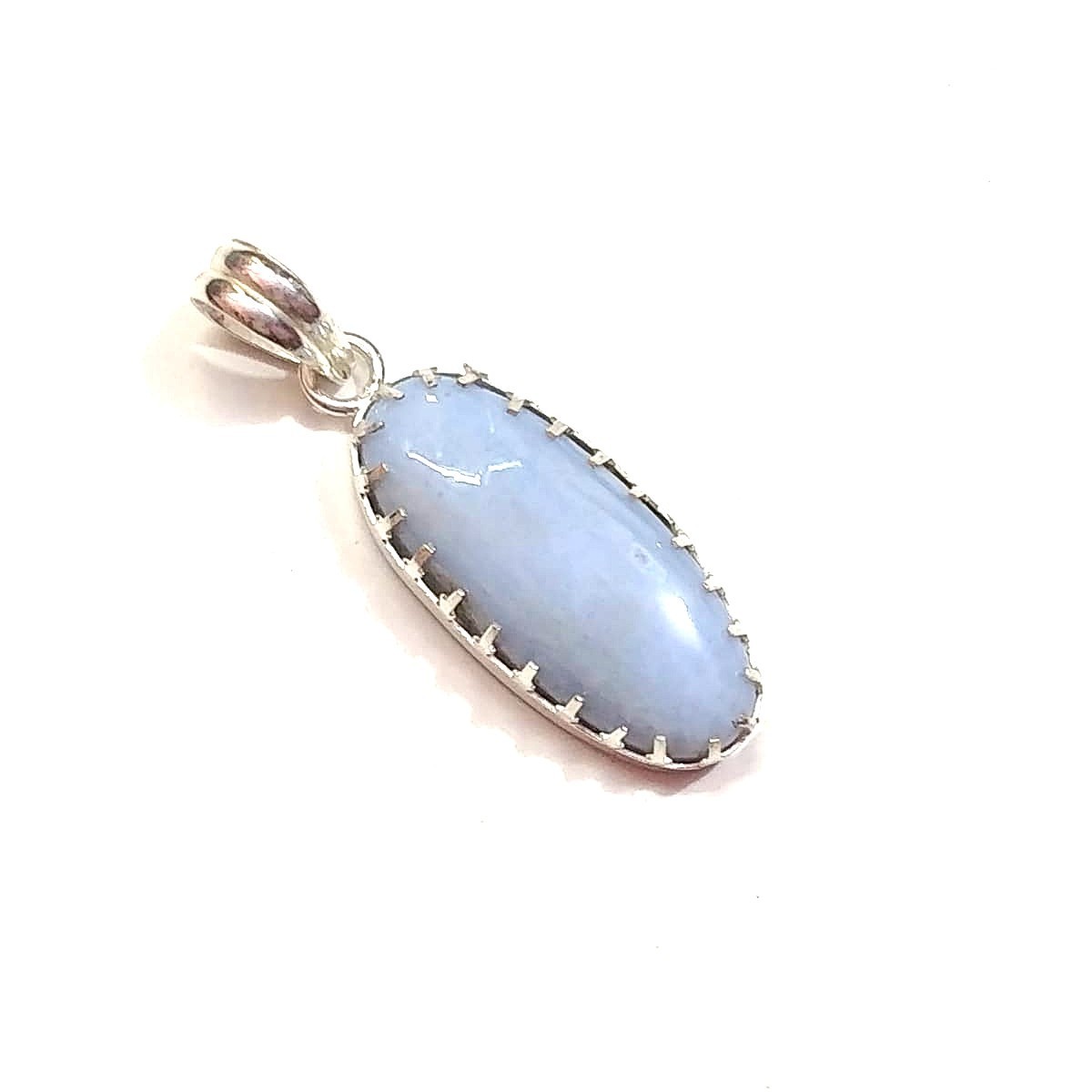 Angelite Gemstone Handmade 925 Sterling Silver Jewelry Pendant Sz-2.5″