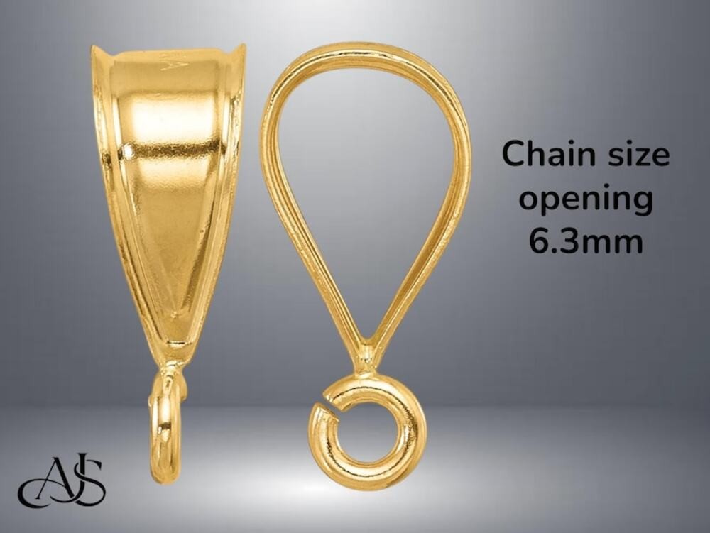 14K Gold Bail with Pendant Ring for Chain size Widths of 3mm to 10mm