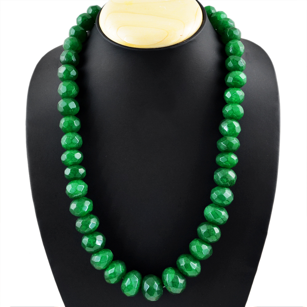 880.35 CTS ENHANCED EMERALD ROUND SHAPE FACETED HUGE BEADS NECKLACE (DG)