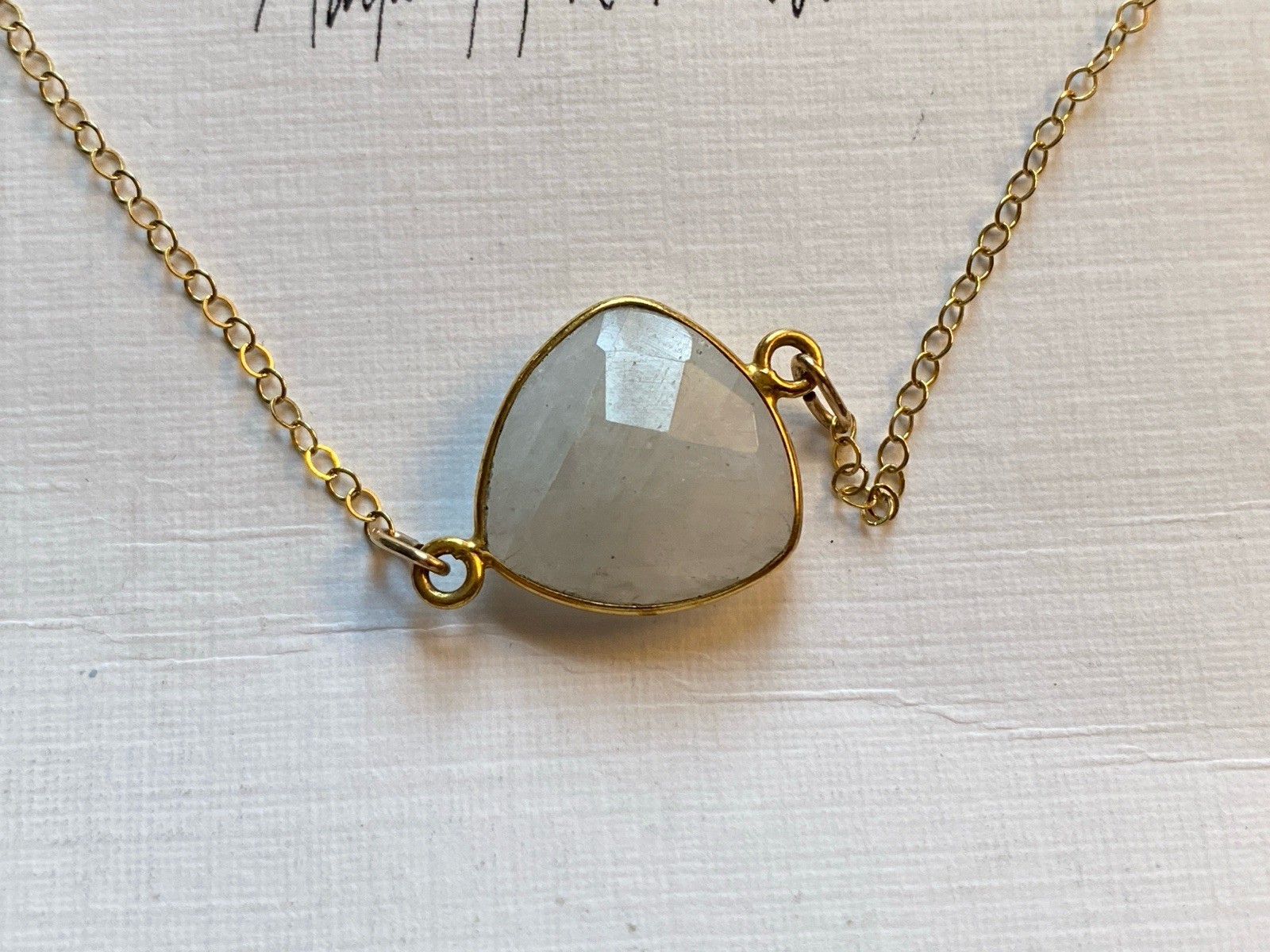 Moonstone 18” Necklace June Birthstone Gold Plated Pendant On Gold Plated Chain