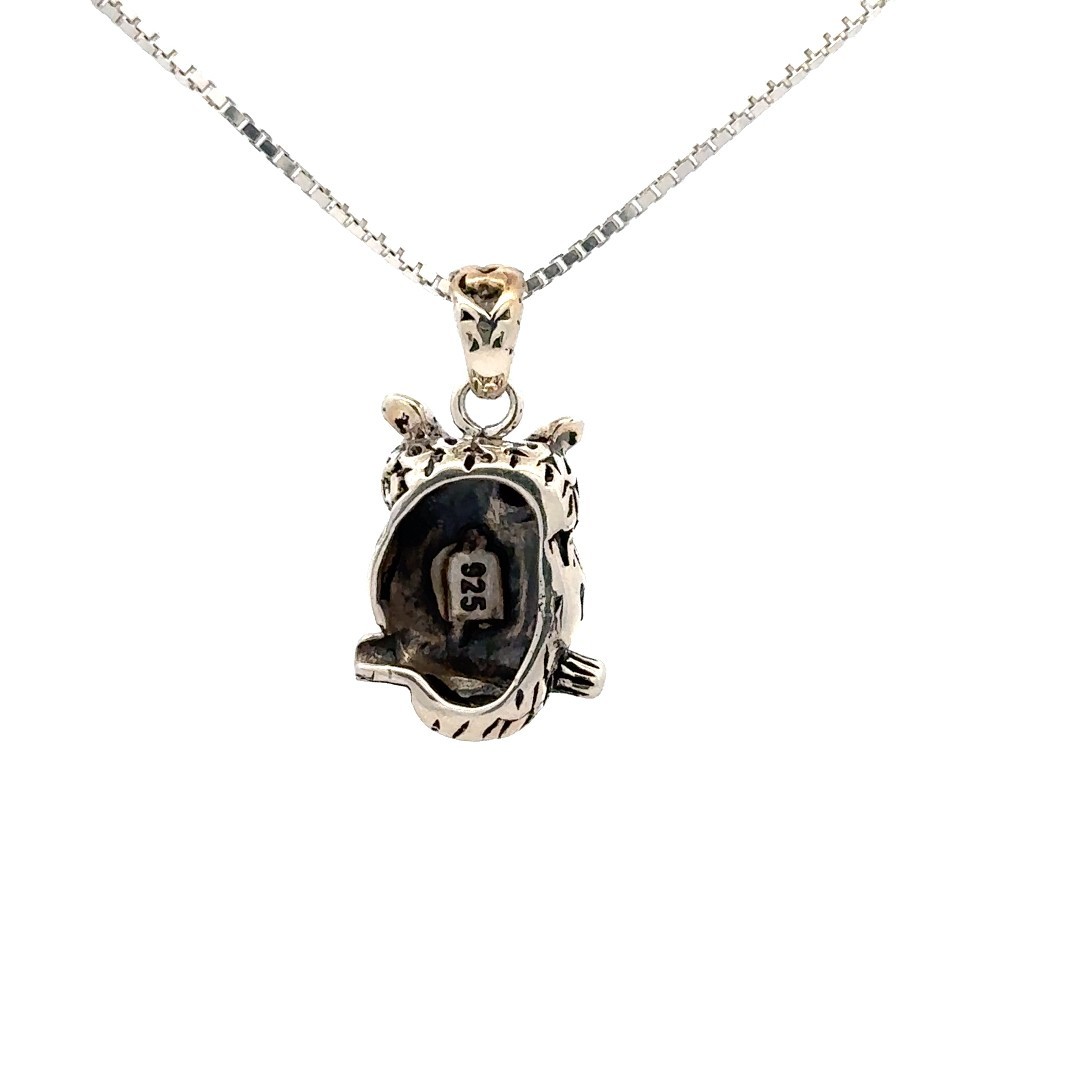 Sterling Silver Designer Handcrafted Owl Pendant (12 x 20 mm)
