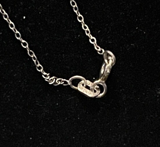 NIB Sterling Silver Real White & Black Diamonds Open Heart Slide Pendant 16” L