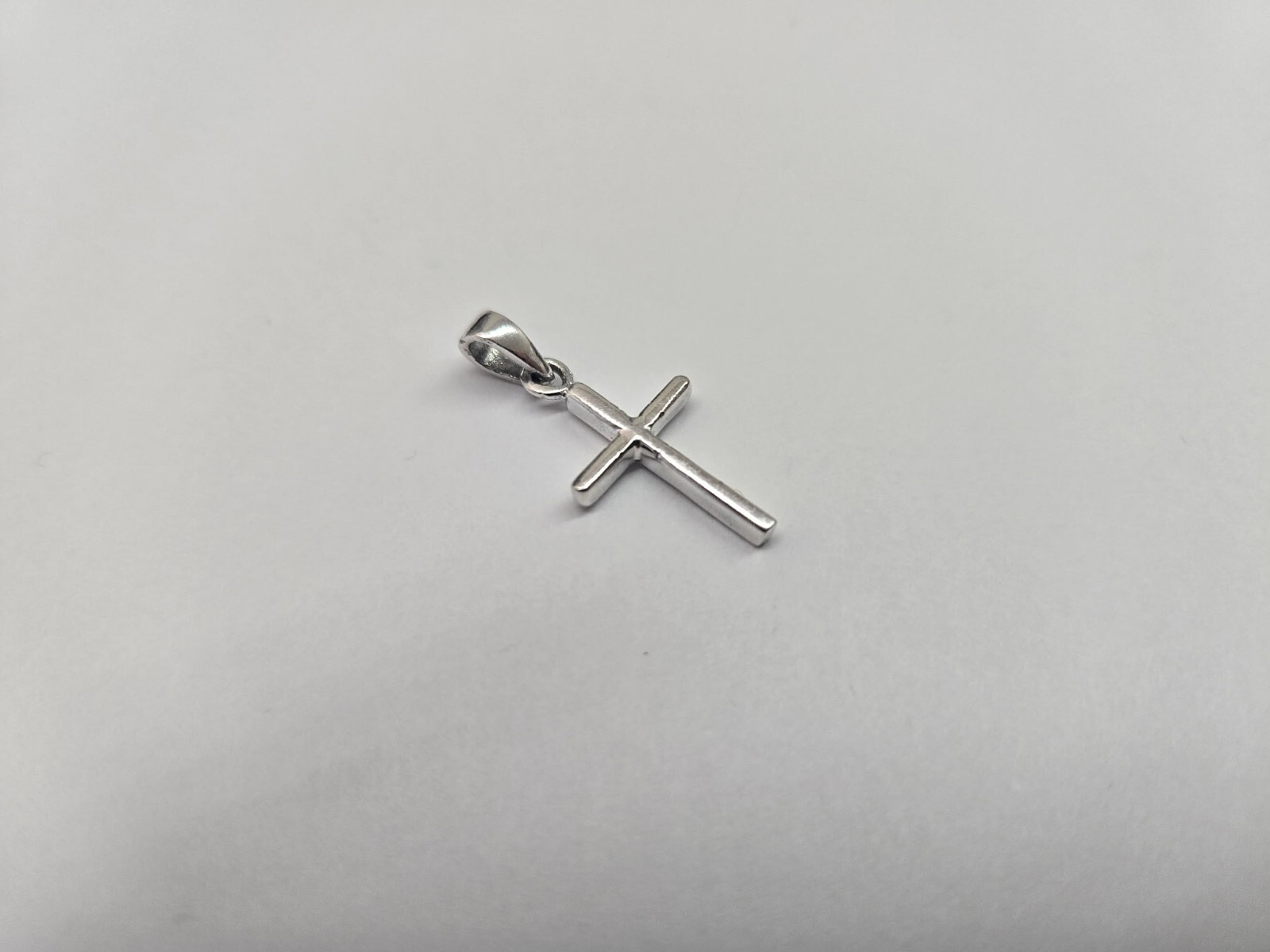 925 Sterling Silver Plain Beveled Cross Pendant 1 1/2 Inch (38mm) Tall