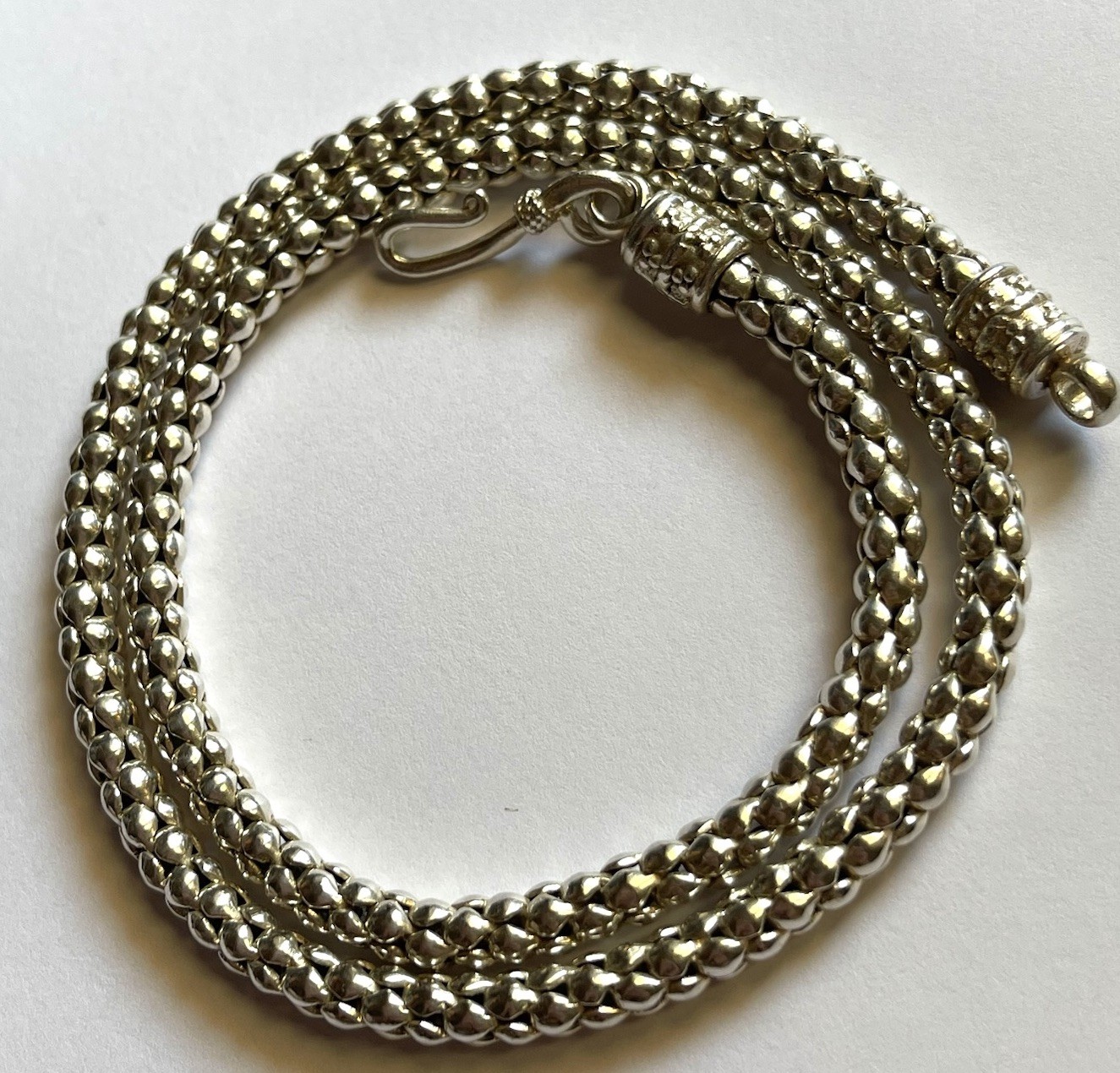 Vintage Doug Paulus DP Sterling Silver .925 Popcorn Necklace 20” Length 5MM 45G
