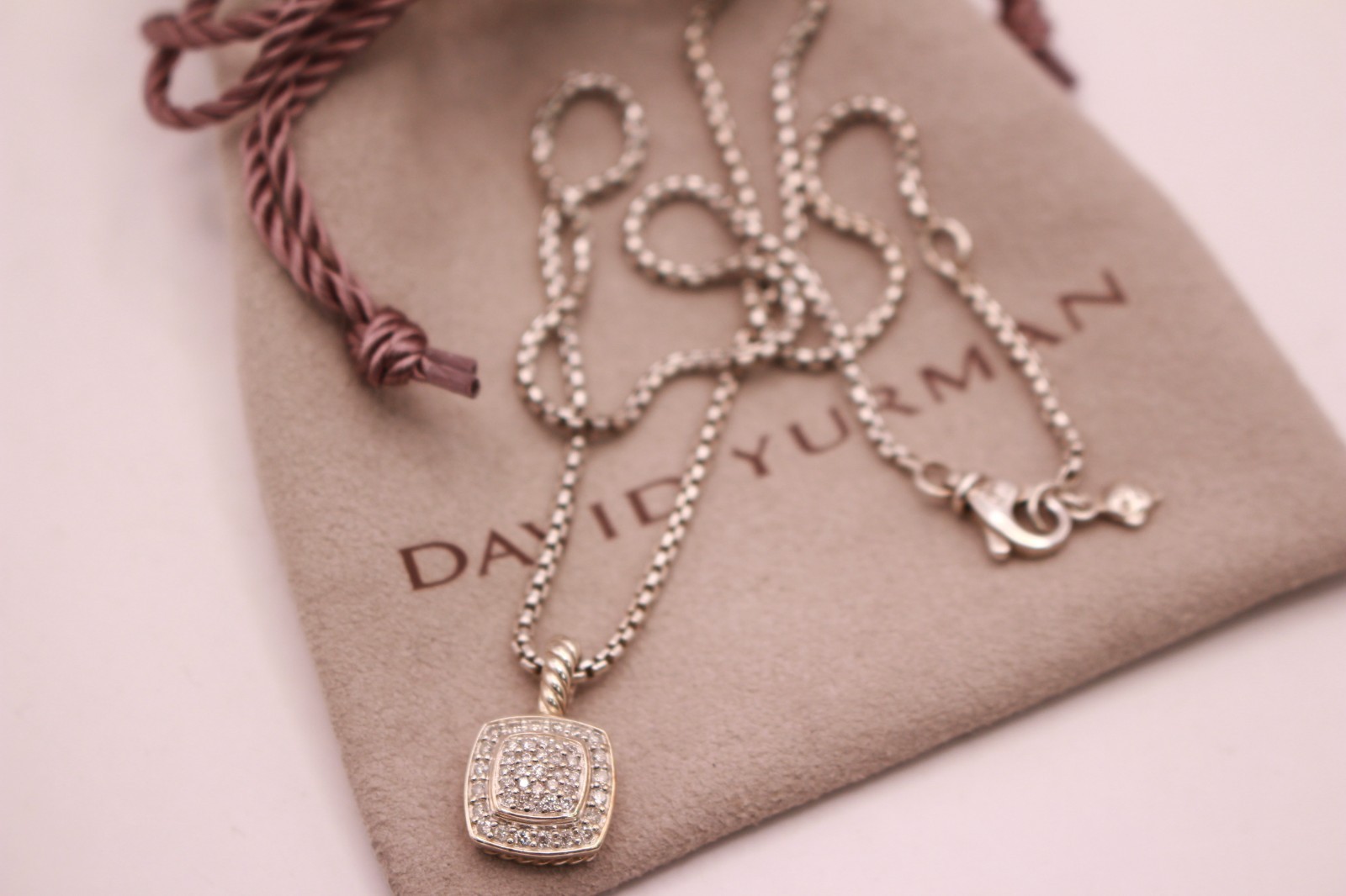 David Yurman Sterling Silver 925 Petite Albion Pave Diamond 16″-17″ Necklace