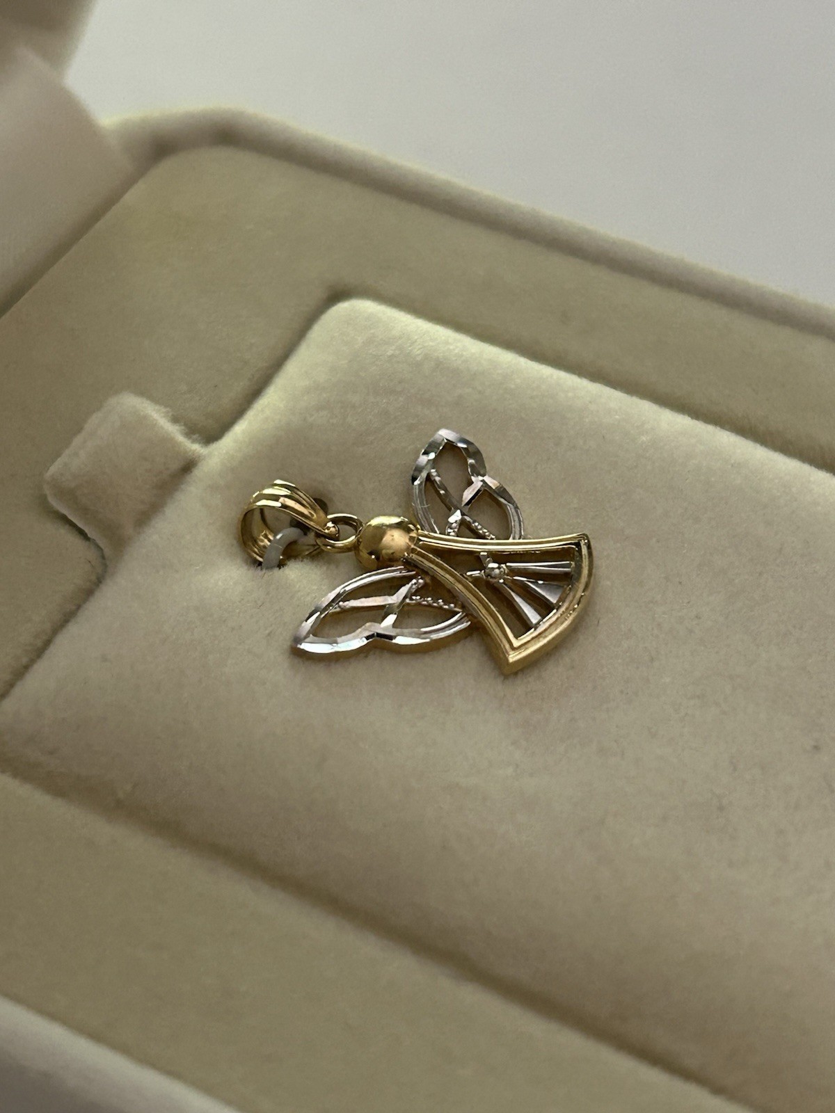 ZALES 1.0 Gram 14K Yellow & White Gold ANGEL Pendant No Stones