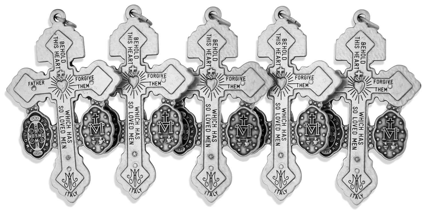 Venerare Deluxe Catholic Pardon Cross Pack of 5 Silver