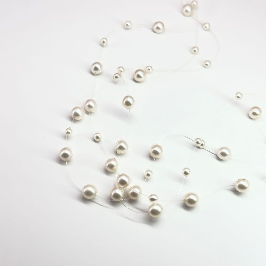 TASAKI 18K White Pearl 3-Row Wire Necklace 3-5.2mm 40cm 6.8g Triple Strand w/Box