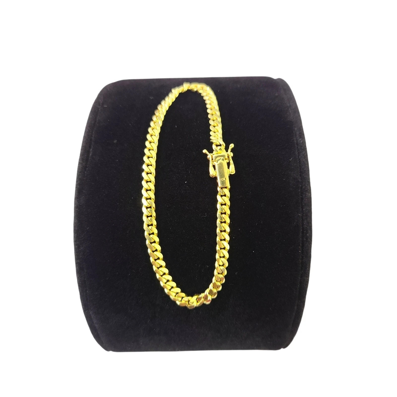 Solid 10k Yellow Gold Miami Cuban Bracelet Link 2mm 3mm 4mm 5mm 7″ Box Clasp