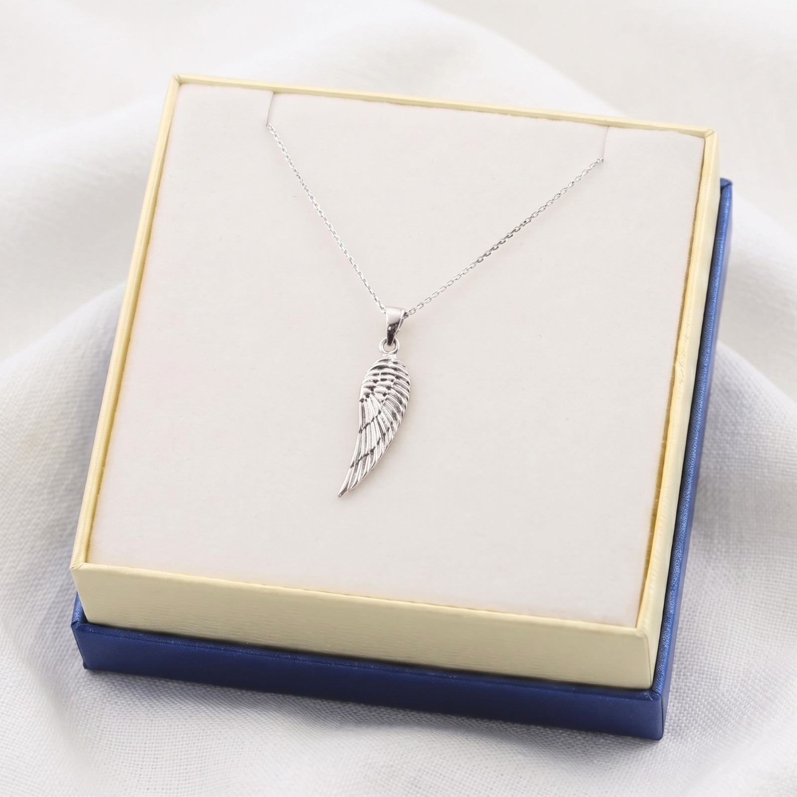 Solid 925 Sterling Silver Angel Wing Pendant Charm Necklace 18″ Cable Chain