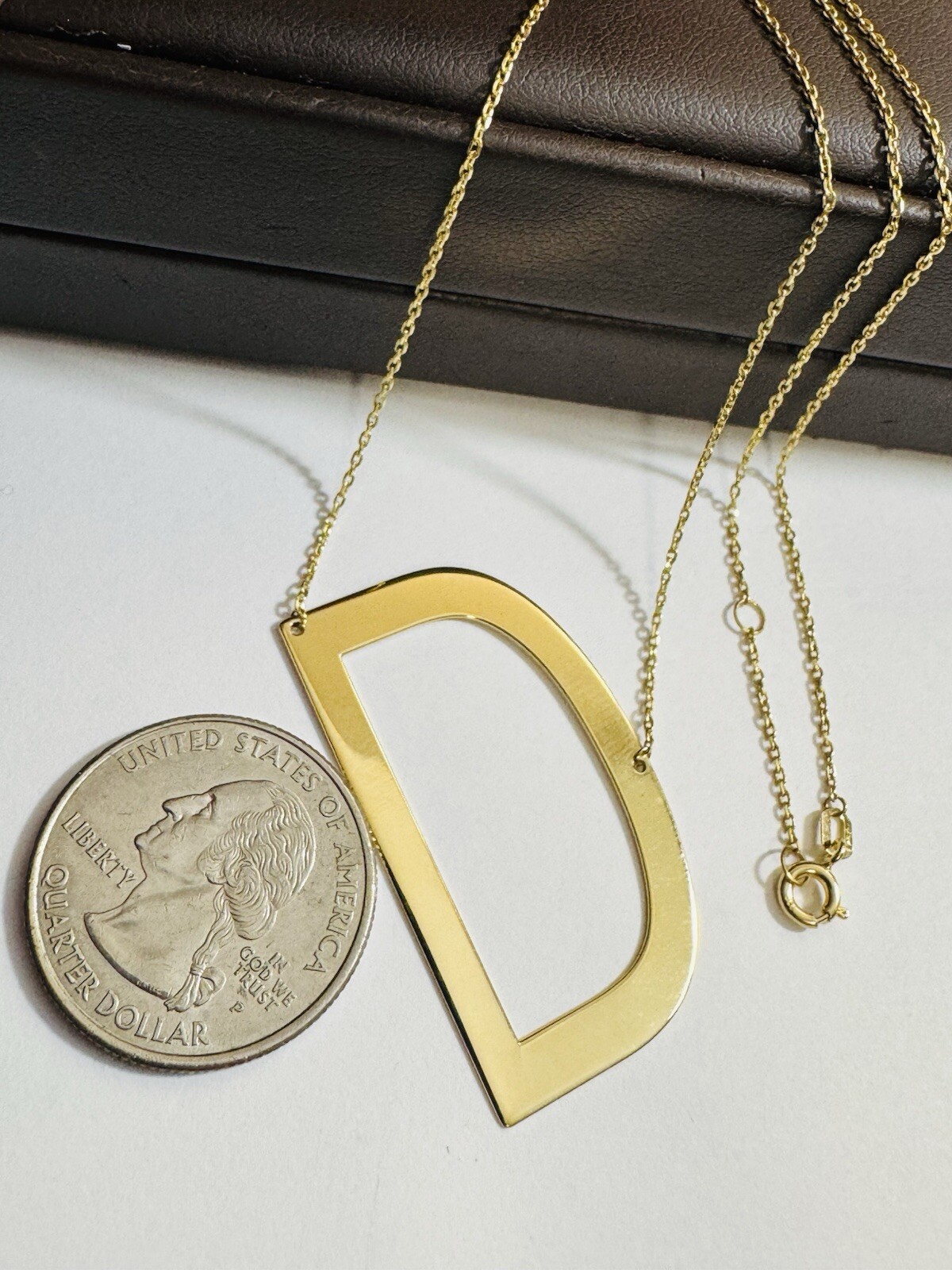 RARE 18K 750 Gold Letter D initial Necklace 16.5/17.5” Long 1mm 4.4g