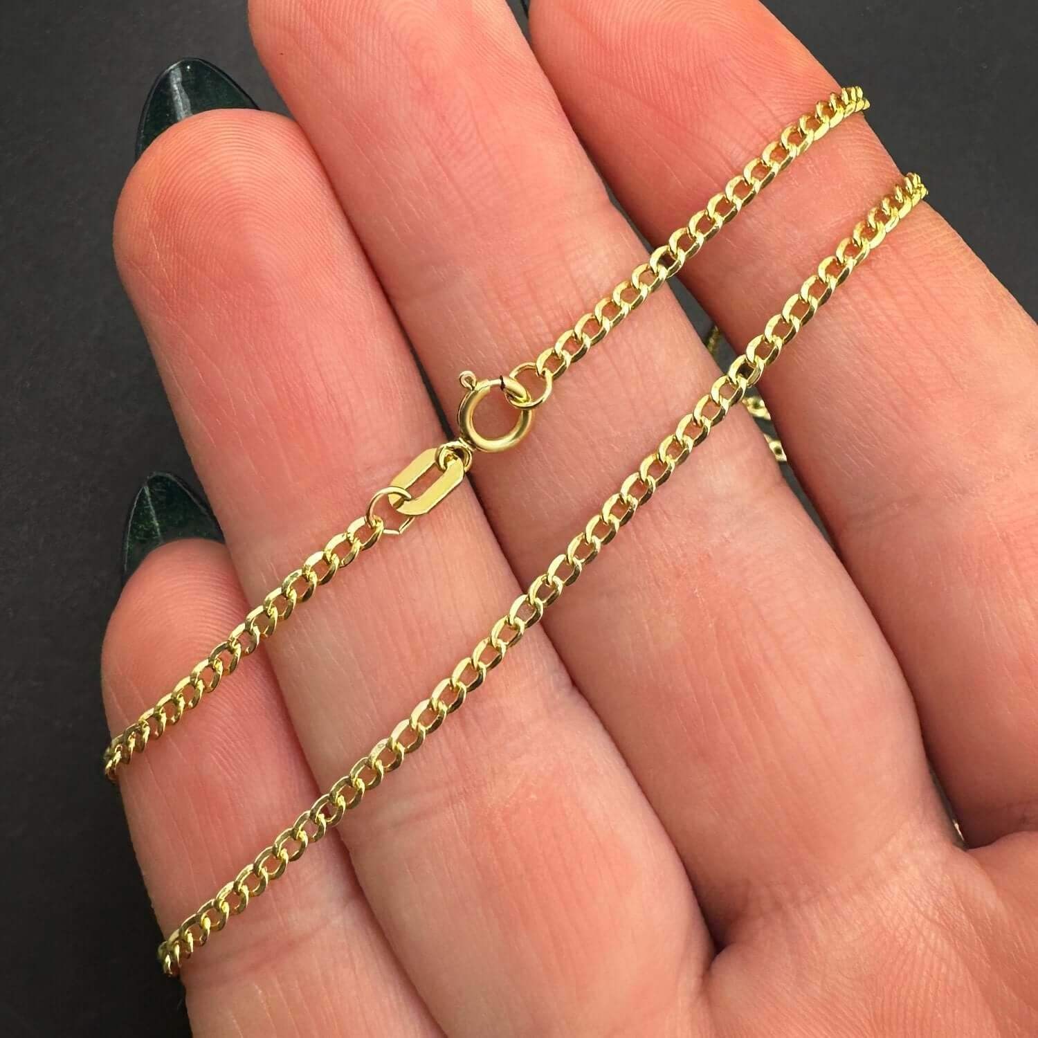 Solid 14K Gold Filled 2mm Cuban Curb Chain Necklace 16″, 18″, 20″, 22″, 24″